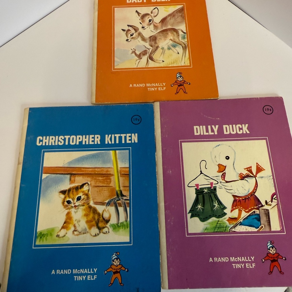 Vintage Children's Books Set - Orange, Blue, Red